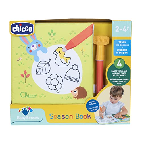 Chicco Il Libro delle Stagioni Album da Colorare per Bambini con Pennarello Magico ad Acqua, Libretto Aqua Doodle, Insegna Numeri e Stagioni, i Colori Scompaiono da Asciutti, Giochi Educativi 2-4 Anni