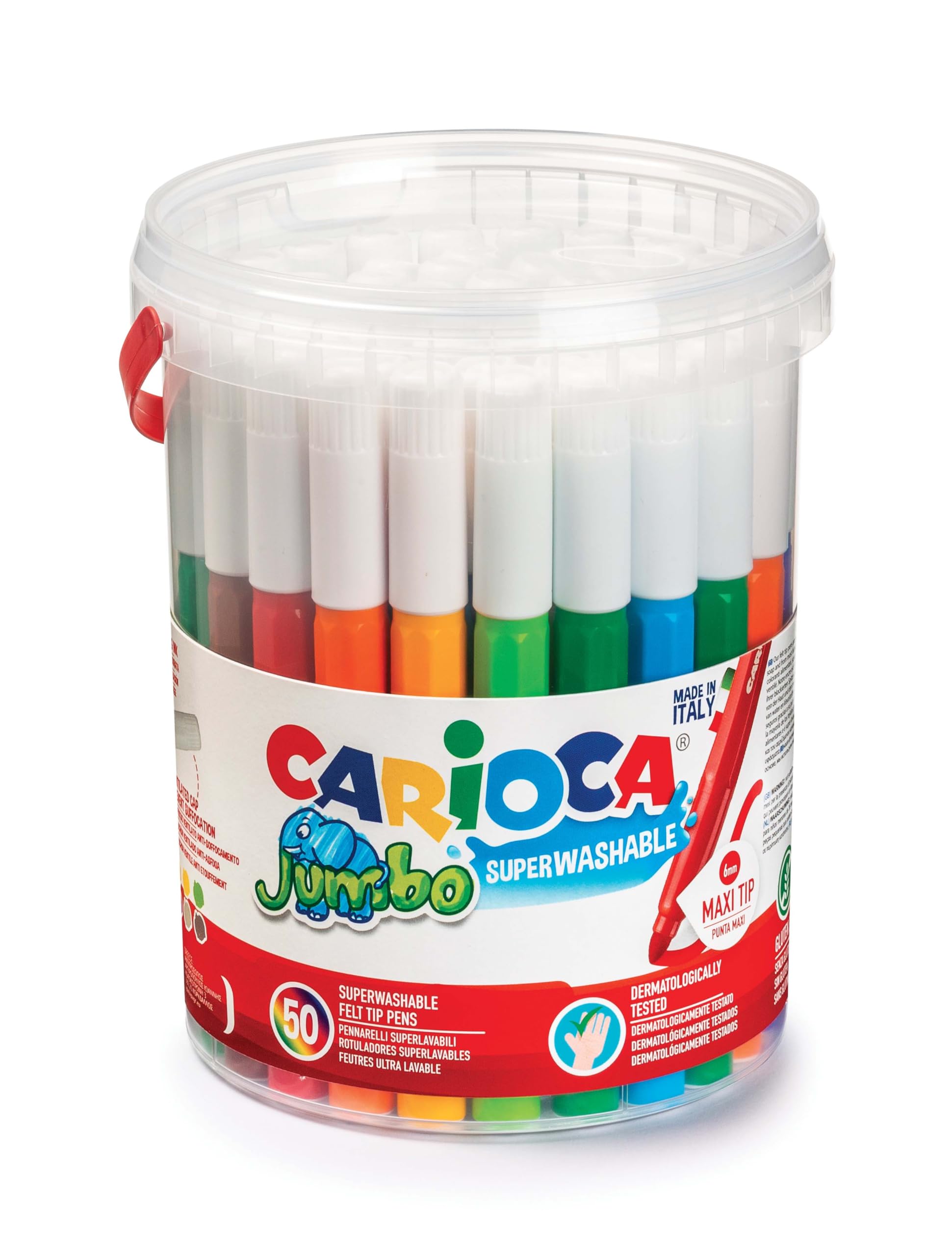 CARIOCA Jumbo Pennarelli Lavabili per Bambini, punta Grossa, 50 Colori