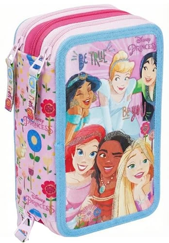 Astuccio Triplo Riempito Disney Principesse - 44 Accessori Scuola