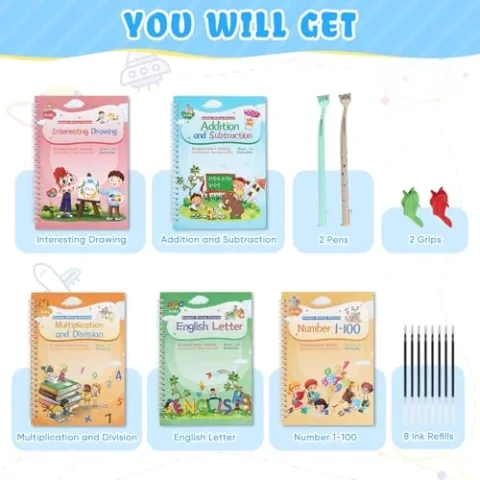 Contenuto e dettagli CosyCorner Quaderni Magici per Scrivere - 4 Libri Riutilizzabili con Penna