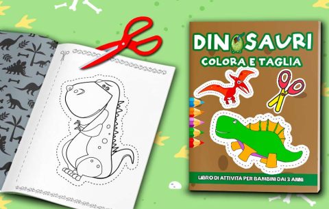 Dettaglio pagina interna - Colora e ritaglia T-Rex