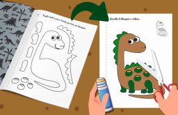 Dettaglio pagina interna - Colora, ritaglia e incolla i dinosauri