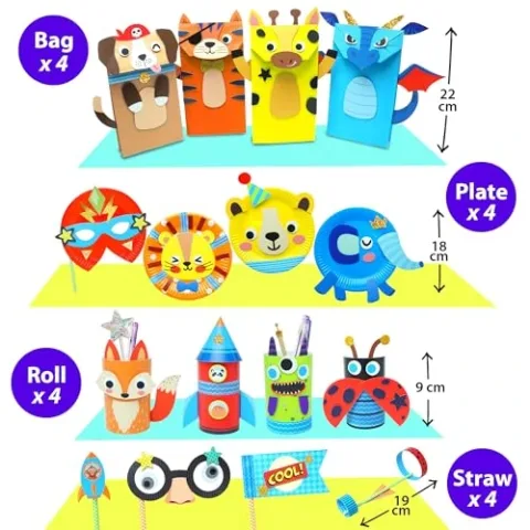 Vista alternativa KRAFUN Kit Artigianato Safari - 16 Progetti Creativi con Carta e Animali