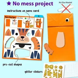 Contenuto e dettagli KRAFUN Kit Artigianato Safari - 16 Progetti Creativi con Carta e Animali