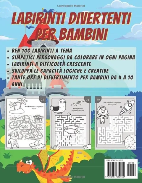 Libro Labirinti per Bambini - 100 Percorsi a Difficoltà Crescente — vista 2 di 2