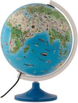 Mappamondo con animali e tradizioni