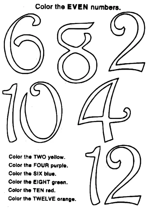 Numeri pari da colorare