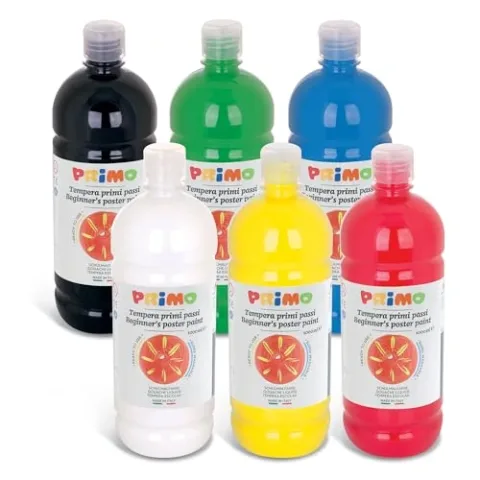 Tempere Lavabili Primo - 6 Colori da 1L con Dosatore